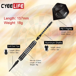 CyeeLife 18g dardos de punta blanda juego de dardos de punta de plástico profesional para juegos de diana electrónica caja de...